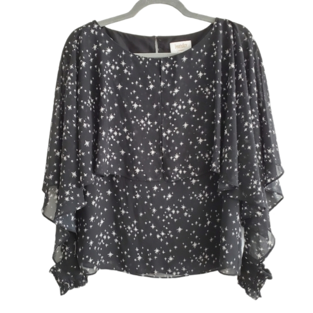 Laundry Shelli Segal Star Print Flutter Sleeve Top